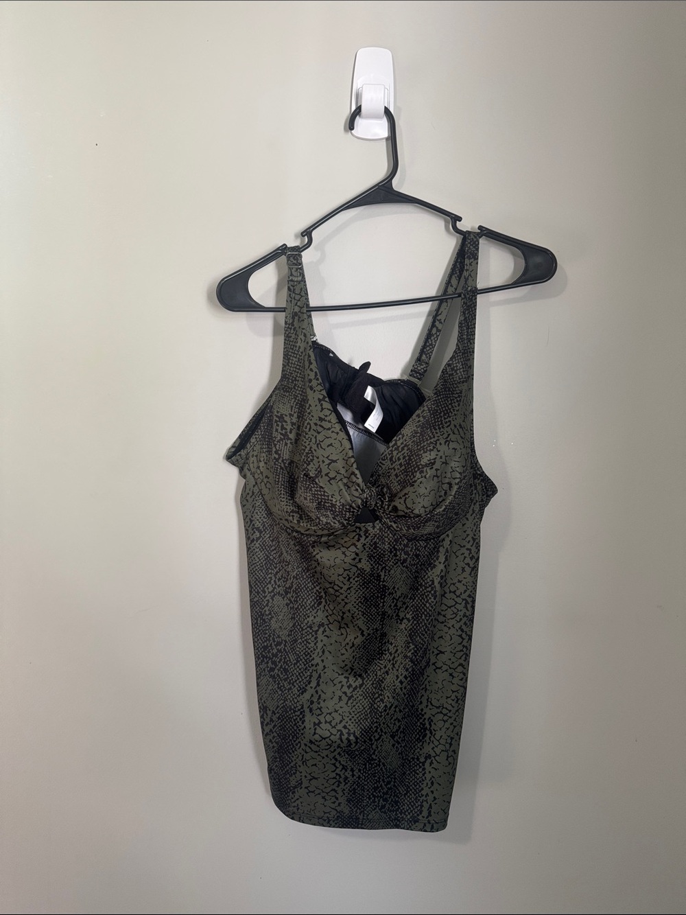 Lane Bryant Olive Green Snake-Print Swim Bikini Top